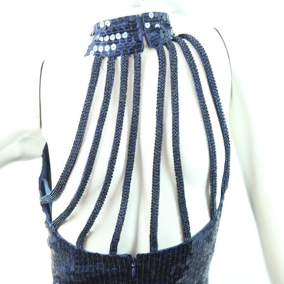 Vintage Size 4 Prom Dress Y2K Sequins Column Glam Beaded Bodycon Formal Elegant - Picture 12 of 15